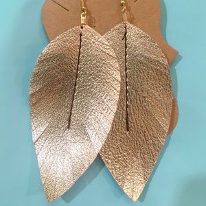 Lightweight feather/leaf earrings, faux leather